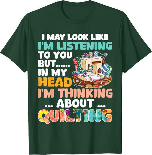 Funny Quilting Shirt Men Quilt Sewing Quilter T-Shirt - T-Shirt | Forest