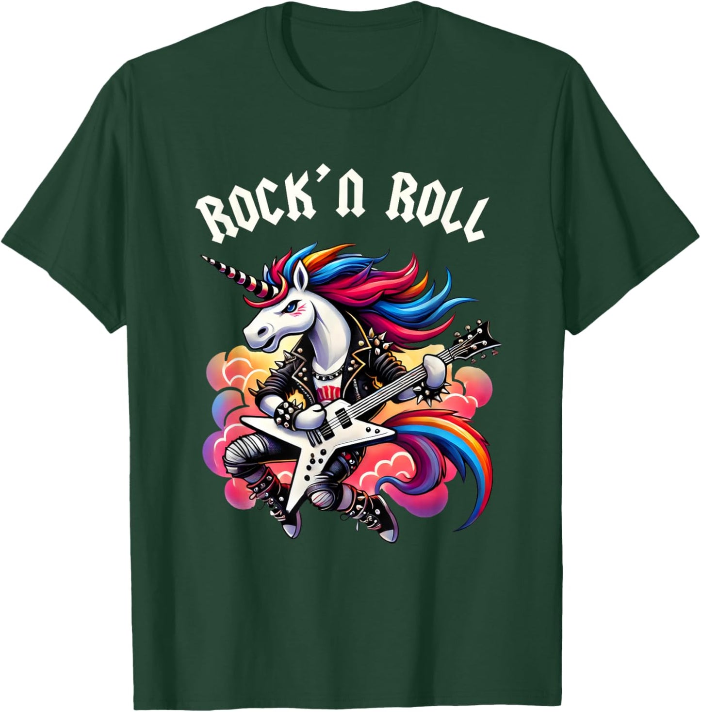 Rock'n Roll Unicorn, Rockstar Unicorn, Punk Goth Band Funny -Kids T-Shirt - T-Shirt | Forest
