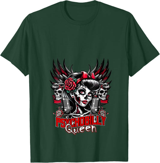 Psychobilly Queen Zombie Pin Up Girl Retro Rockabilly V-Neck T-Shirt - T-Shirt | Forest