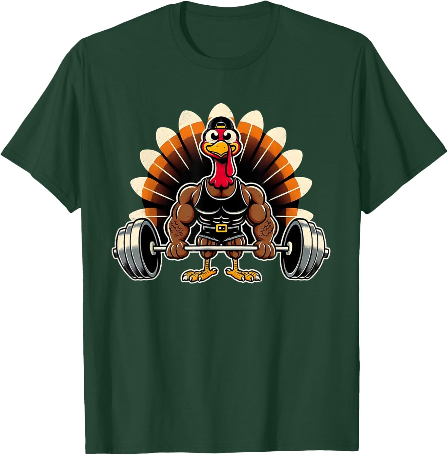 Thanksgiving Muscle Turkey Funny Leg Day Gym Body Builder T-Shirt - T-Shirt | Forest