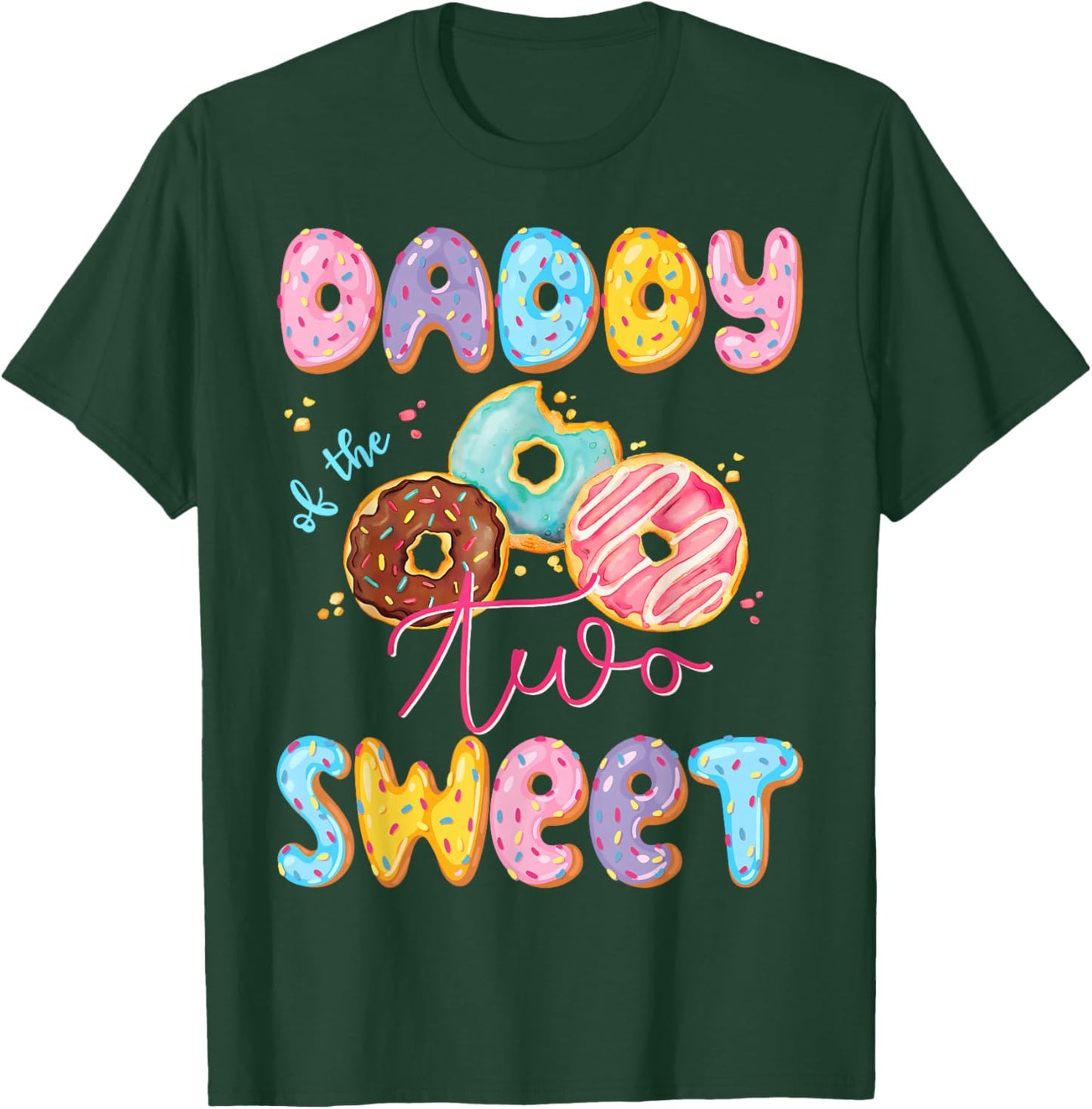 Daddy Of The Two Sweet Donut Matching 2Nd Birthday Girl T-Shirt - T-Shirt | Forest