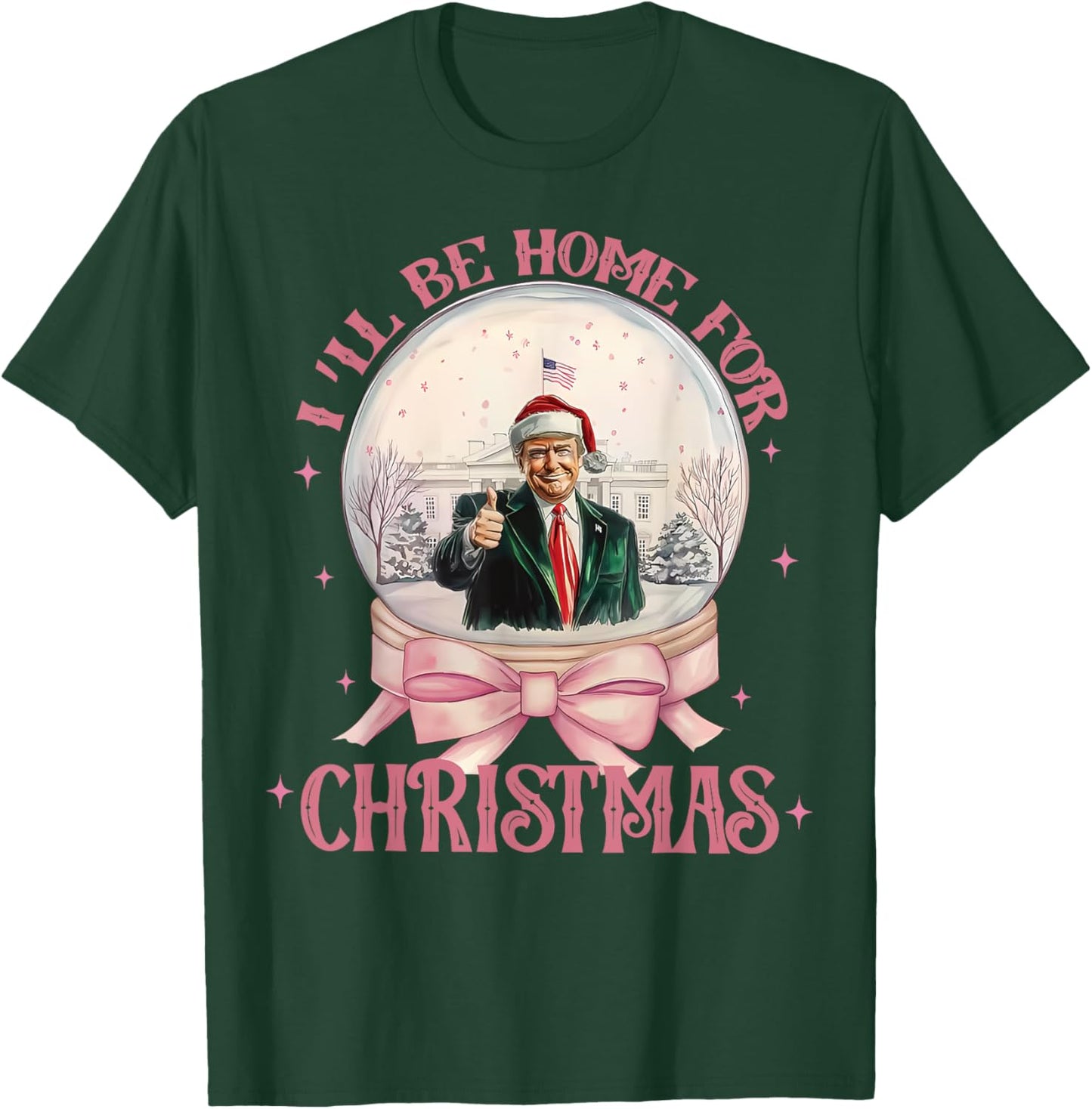 Funny Trump 2024 I'll Be Home Christmas Santa Xmas Pajamas T-Shirt - T-Shirt | Forest