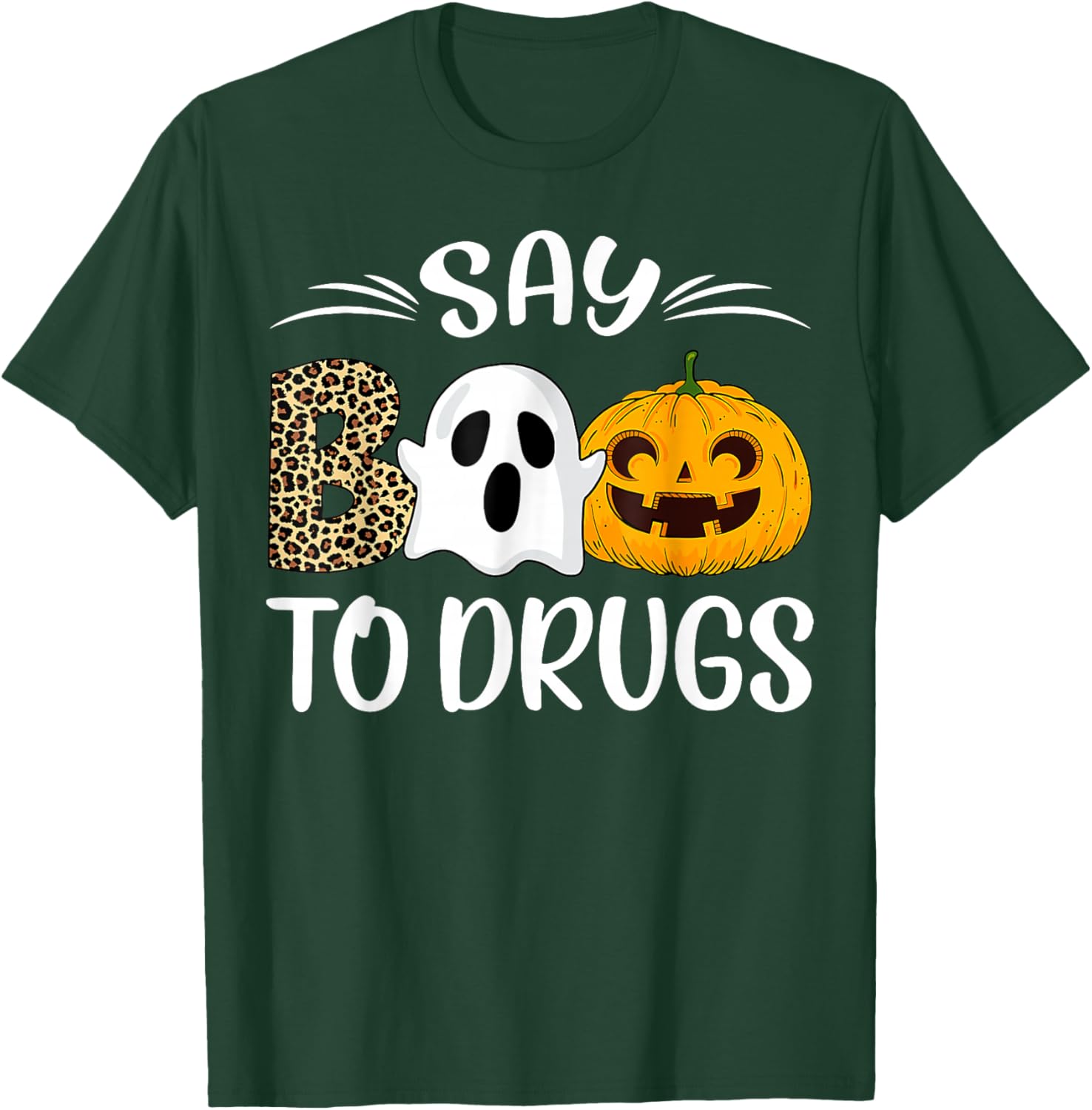 Say Boo To Drugs Red Ribbon Week Awareness Funny Halloween T-Shirt - T-Shirt | Forest