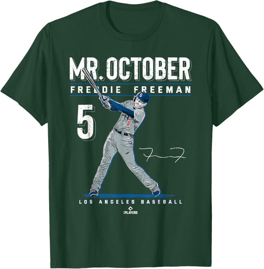 Mr. October Freddie Freeman Los Angeles Baseball MLBPA T-Shirt - T-Shirt | Forest