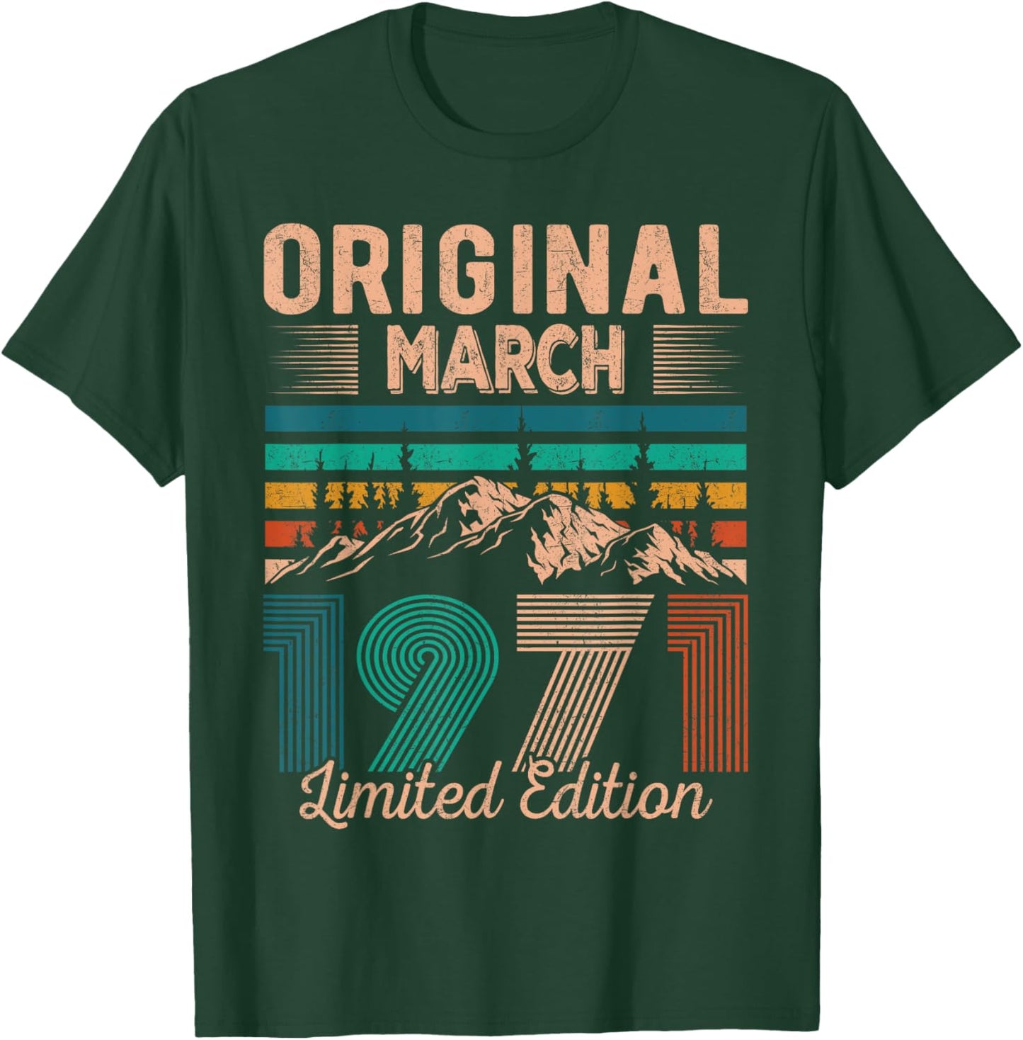 Original March 1971 Born in March 1971 Birthday T-Shirt - T-Shirt | Forest
