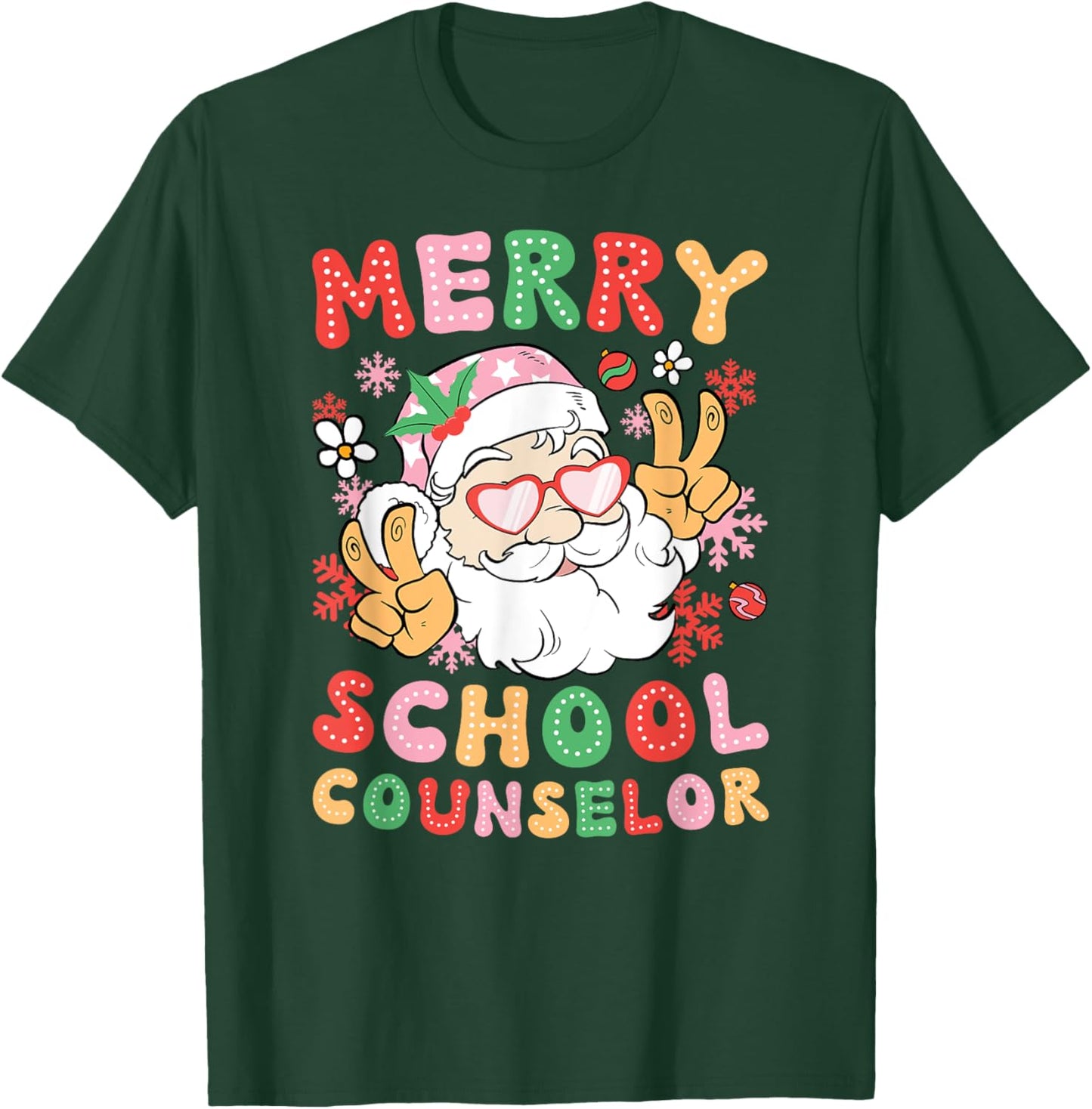 Merry School Counselor Christmas School Counseling Xmas T-Shirt - T-Shirt | Forest