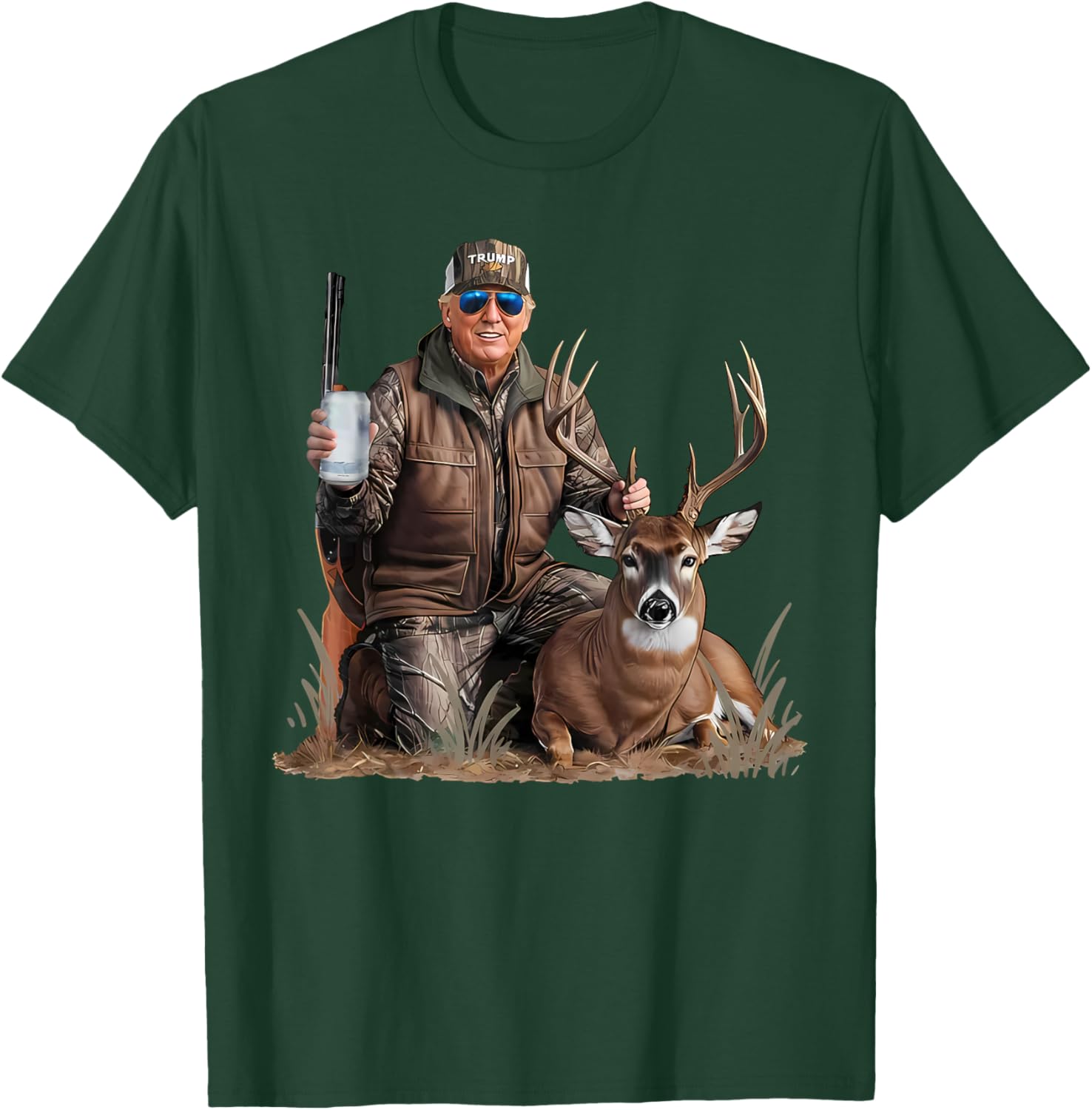 Trump Deer Hunting Donald Trump Old School Camouflage T-Shirt - T-Shirt | Forest