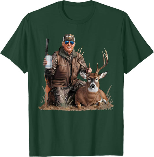 Trump Deer Hunting Donald Trump Old School Camouflage T-Shirt - T-Shirt | Forest