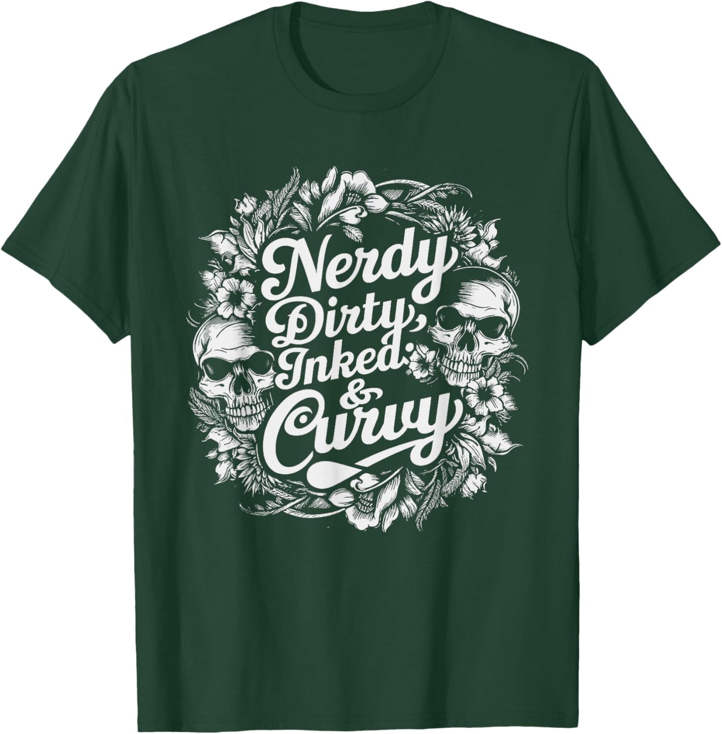 Nerdy Dirty Inked & Curvy Reading Tattoo Lovers T-Shirt - T-Shirt | Forest