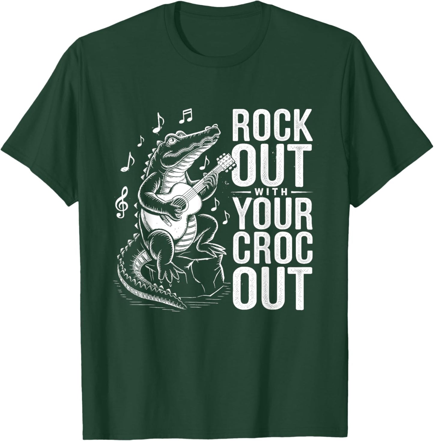 Rock Out with Your Croc Out, Crocodile Playing Guitar T-Shirt - T-Shirt | Forest