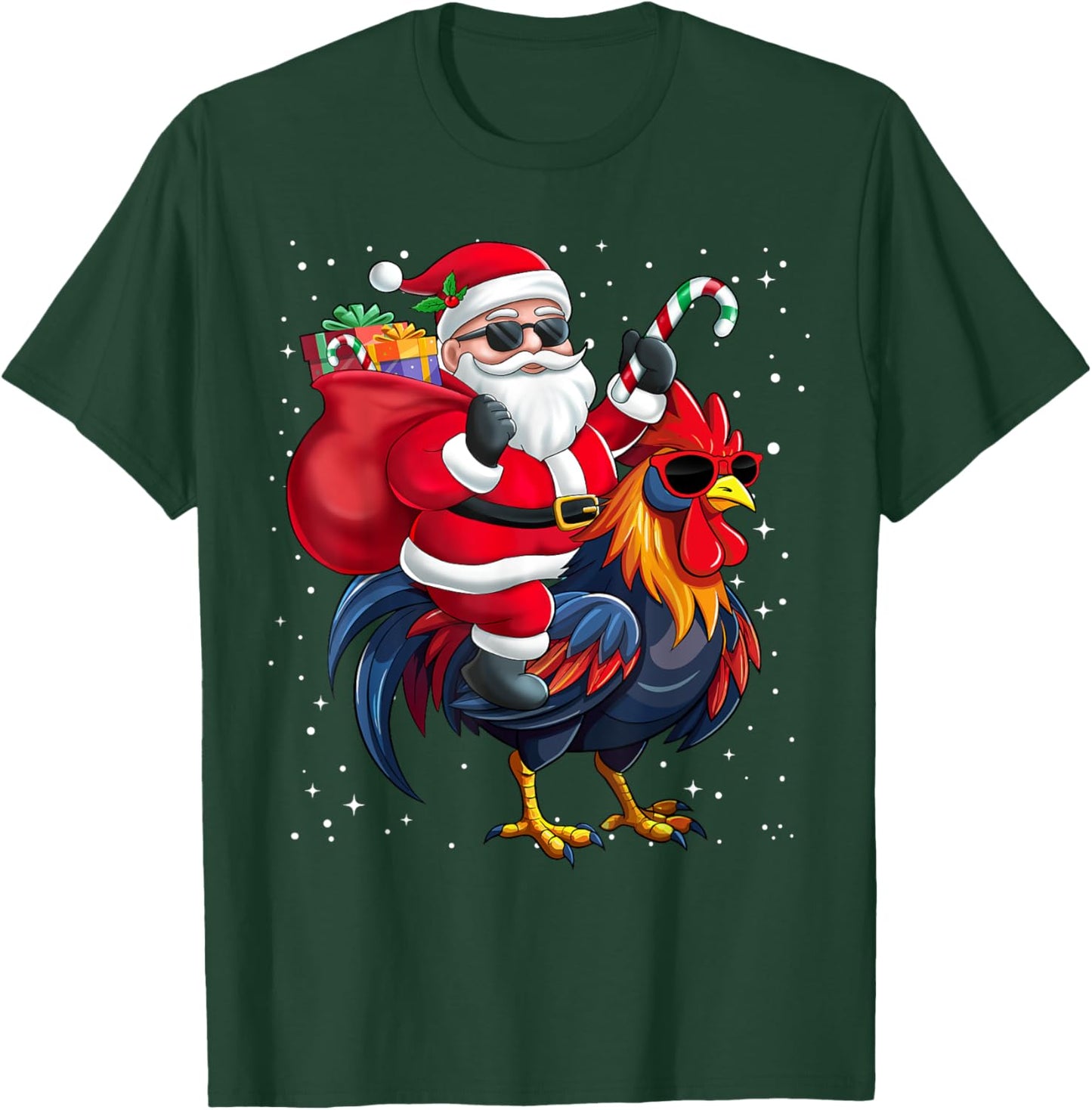Santa Claus Riding A Chicken Christmas Boy Girl Kids T-Shirt - T-Shirt | Forest