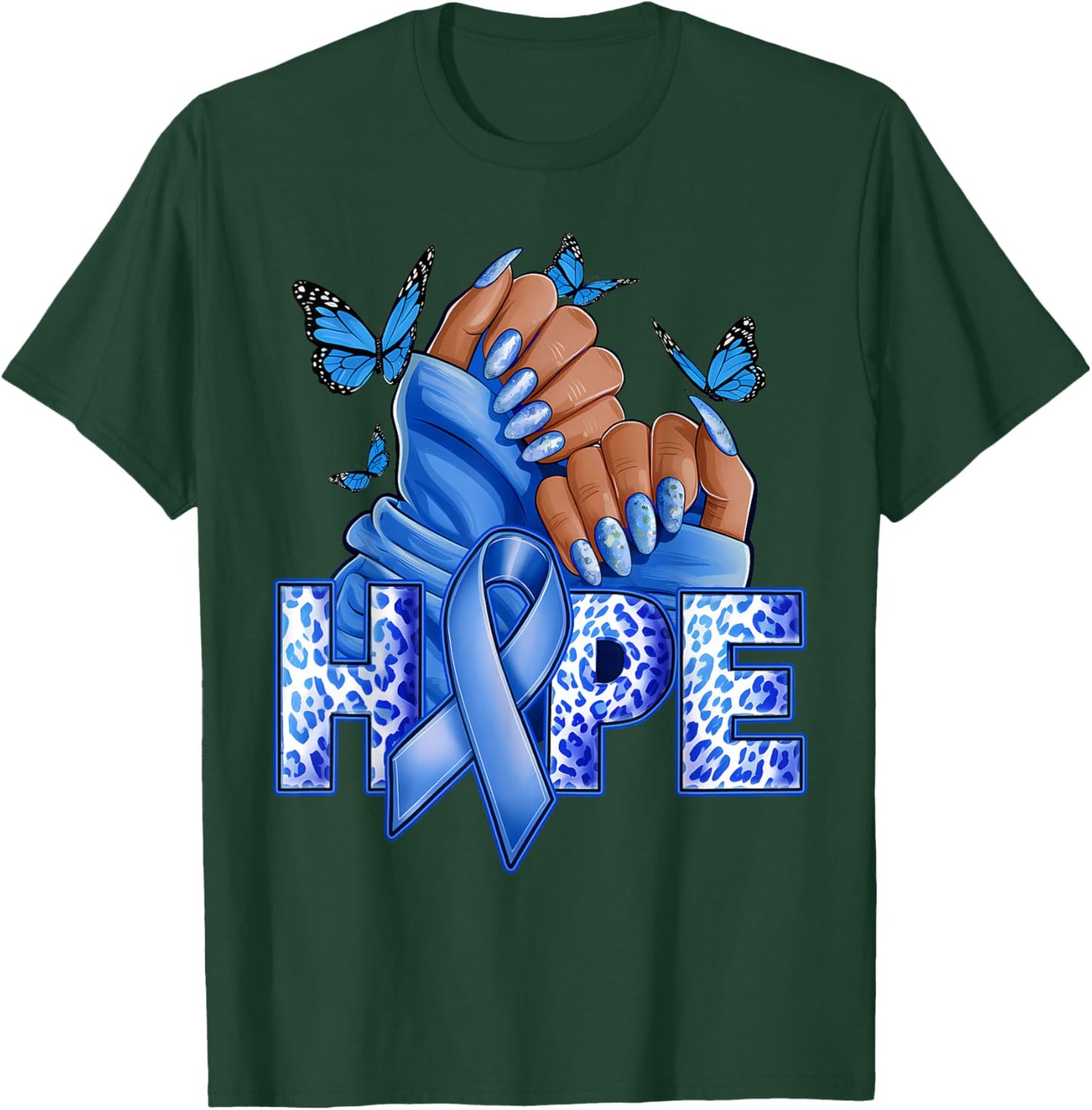 Hope Diabetes Type 1 Ribbon Type 2 Diabetes Awareness Women T-Shirt - T-Shirt | Forest