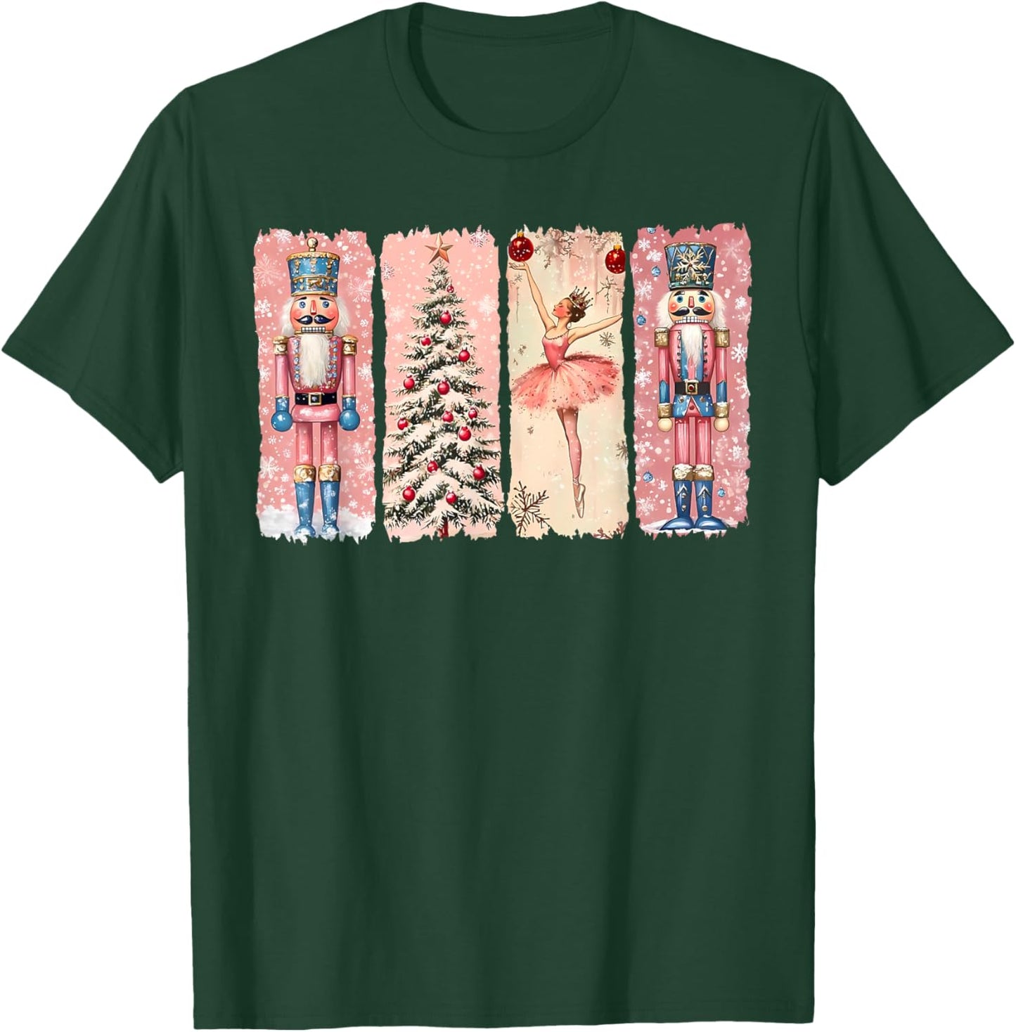 Retro Nutcracker Ballet Pink Christmas Xmas Vibes Women Kids T-Shirt - T-Shirt | Forest