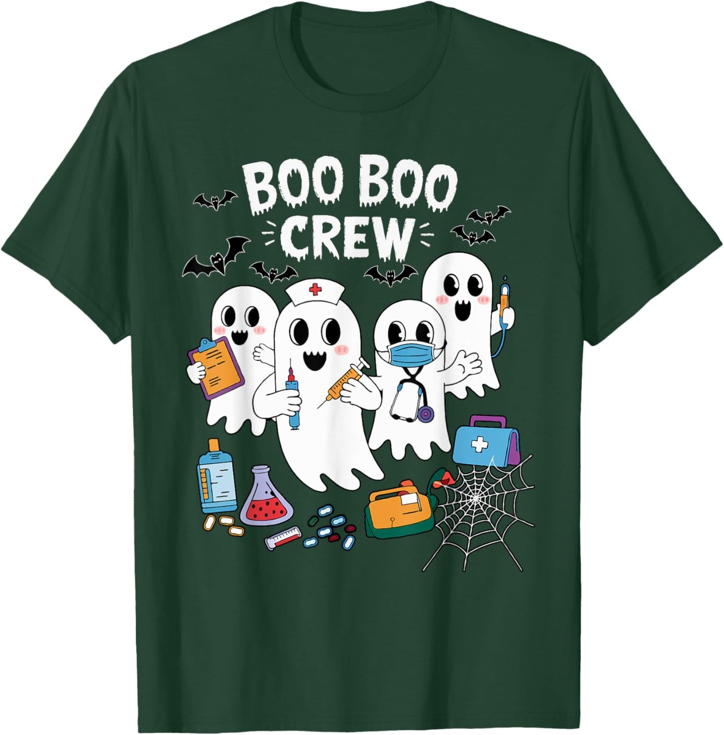 Boo Boo Crew Nurse Funny Ghost Women Halloween Nurse T-Shirt - T-Shirt | Forest