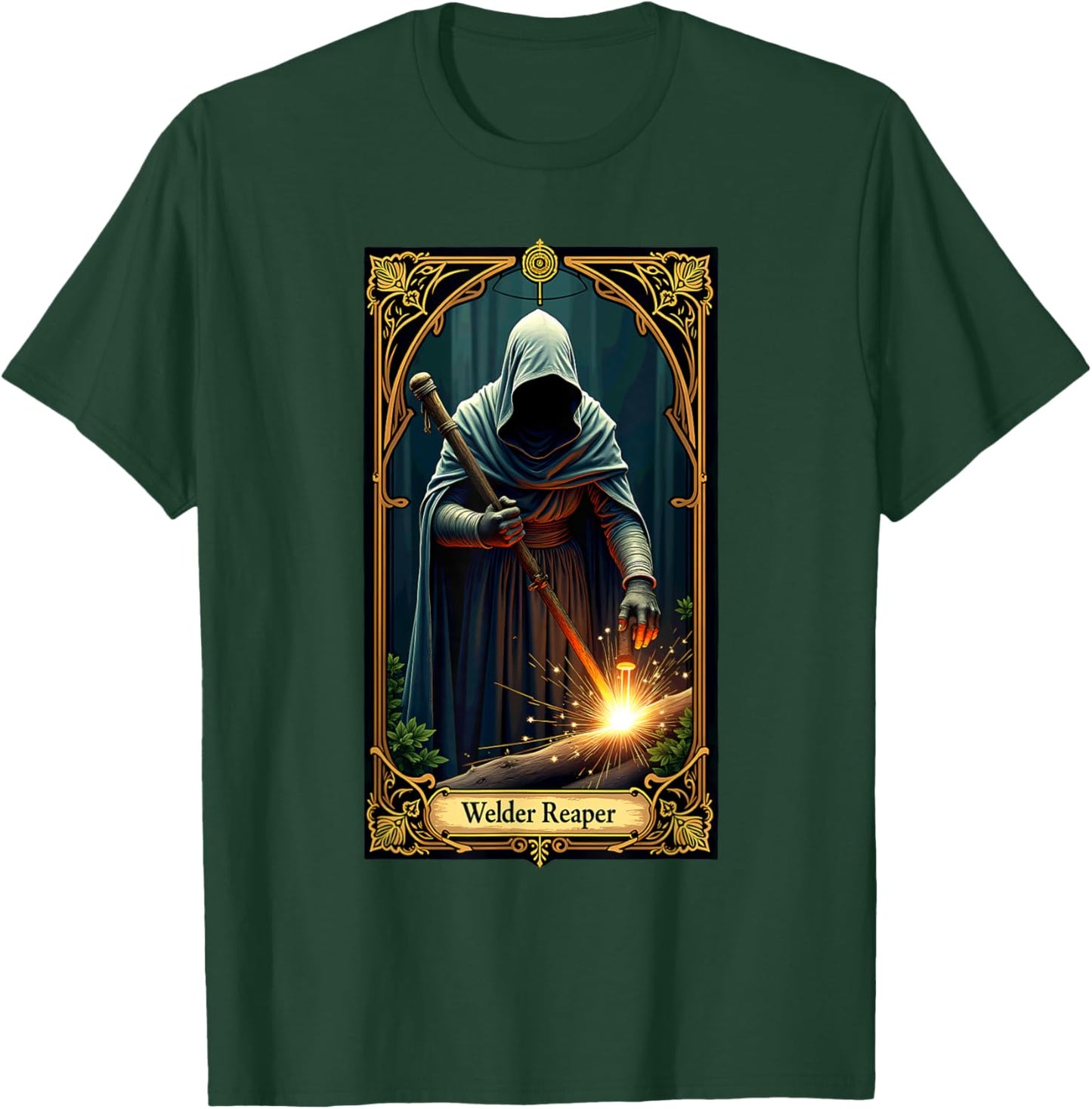 Halloween Tarot Card Skeleton Welding Welder Reaper T-Shirt - T-Shirt | Forest