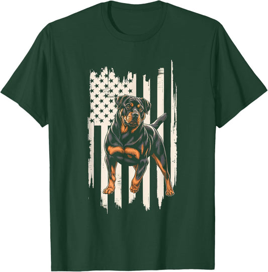 Rottweiler American Flag Dog Rottweiler Patriotic T-Shirt - T-Shirt | Forest