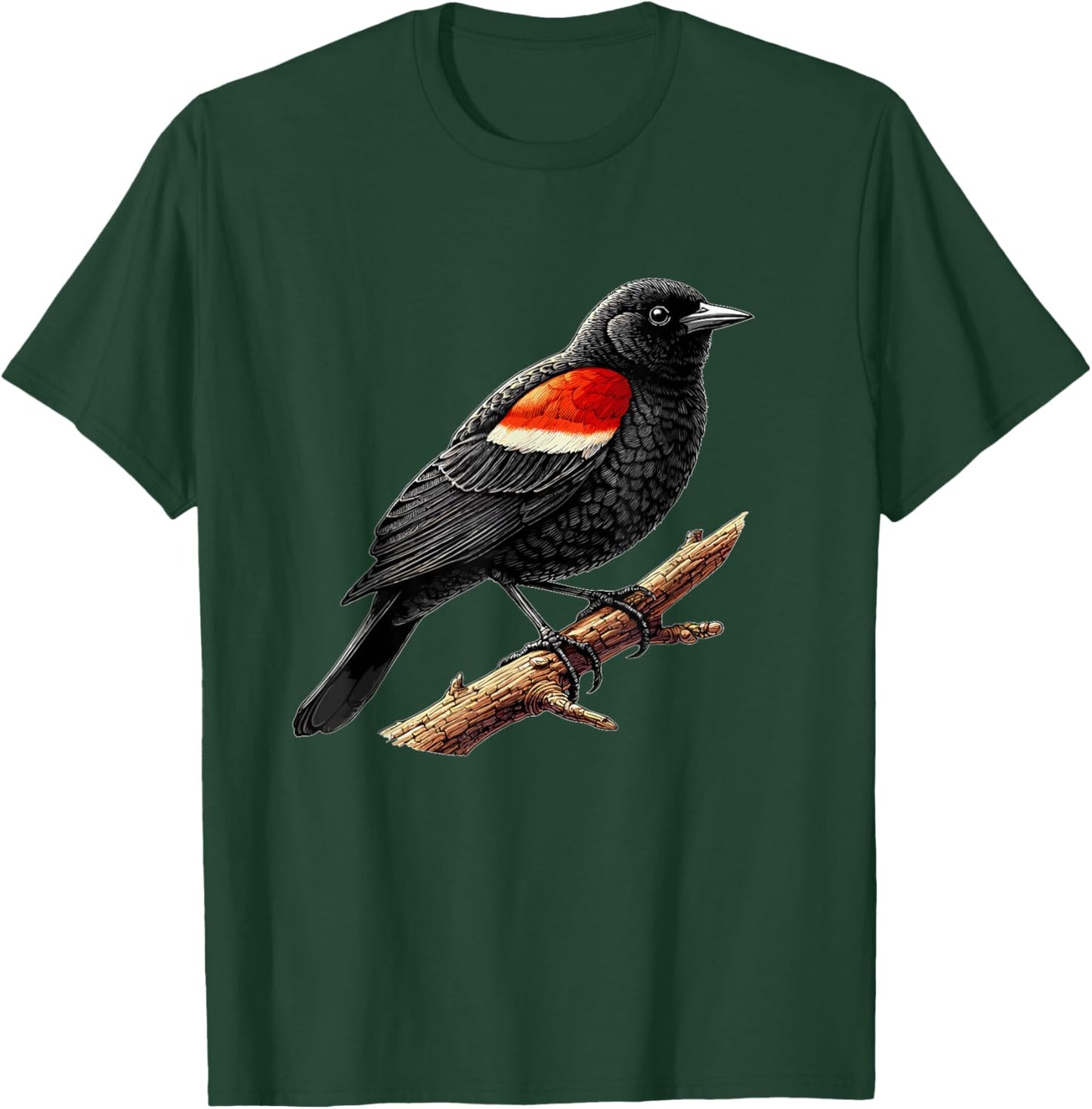 Red-Winged Black Bird, Birdwatching, Red Winged Blackbird T-Shirt - T-Shirt | Forest