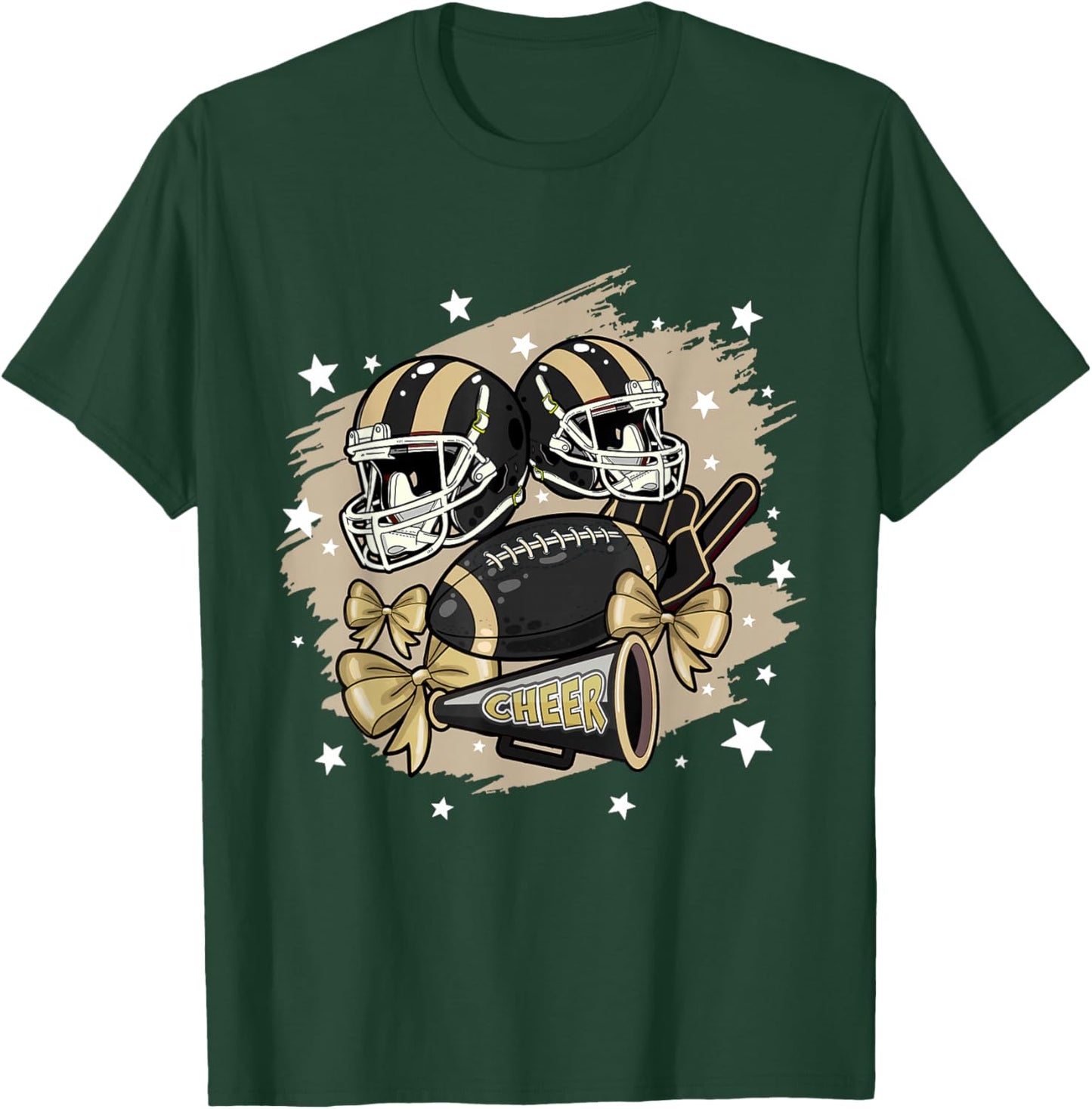 Football Cheer Mom Sister Black Coquette Bow Game Day Women T-Shirt - T-Shirt | Forest