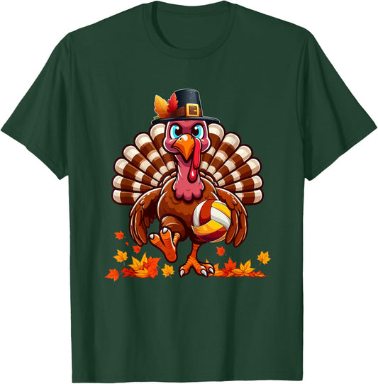 Turkey Thanksgiving Volleyball Equipment Matching Player T-Shirt - T-Shirt | Forest