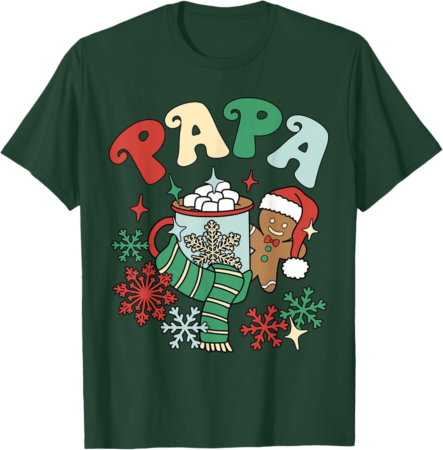 Papa Hot Cocoa Gingerbread Matching Family Christmas T-Shirt - T-Shirt | Forest