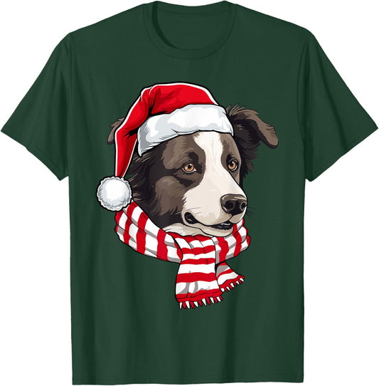 Santa Border Collie Christmas Dog Lover Men Women Kids T-Shirt - T-Shirt | Forest