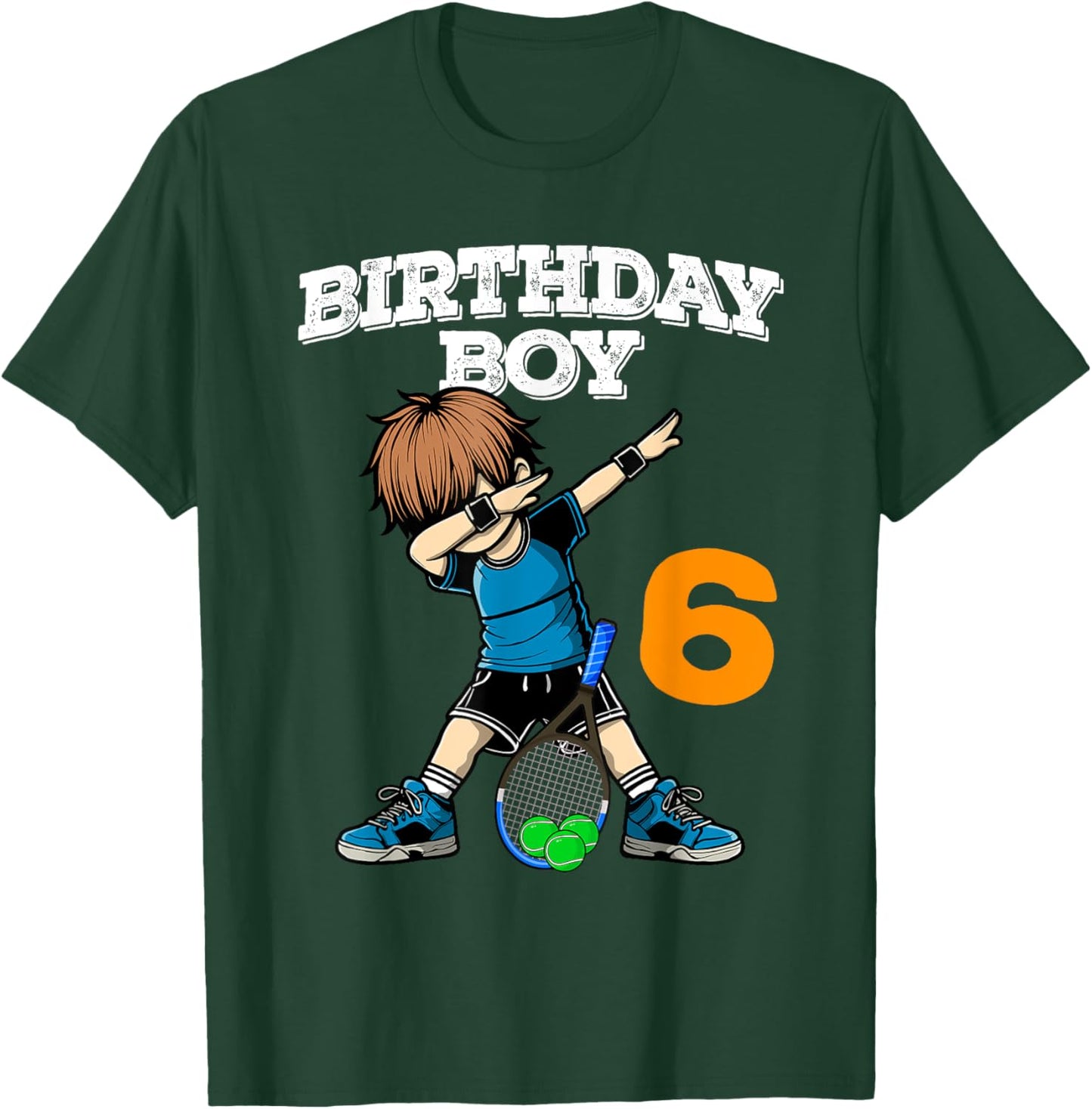 Funny Dabbing 6th Birthday Boy tennis 6 Year Old Boys T-Shirt - T-Shirt | Forest