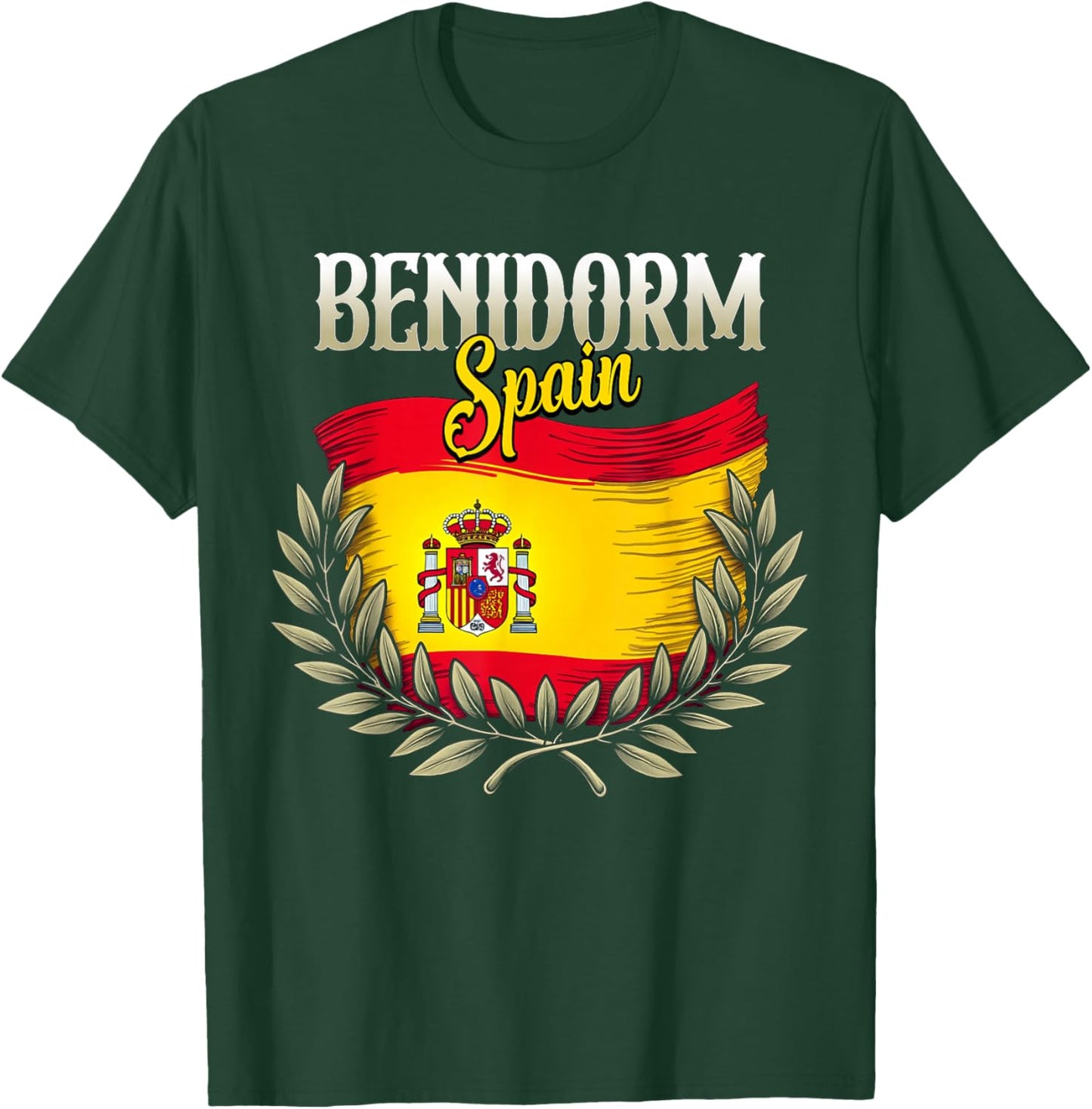 Benidorm Spain Flag Spanish City Benidorm Vacation Travel T-Shirt - T-Shirt | Forest