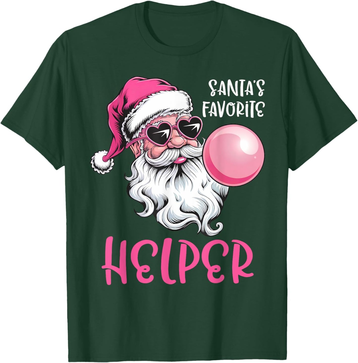 Santa's Favorite Helper Christmas Pink Santa Claus Balloon T-Shirt - T-Shirt | Forest