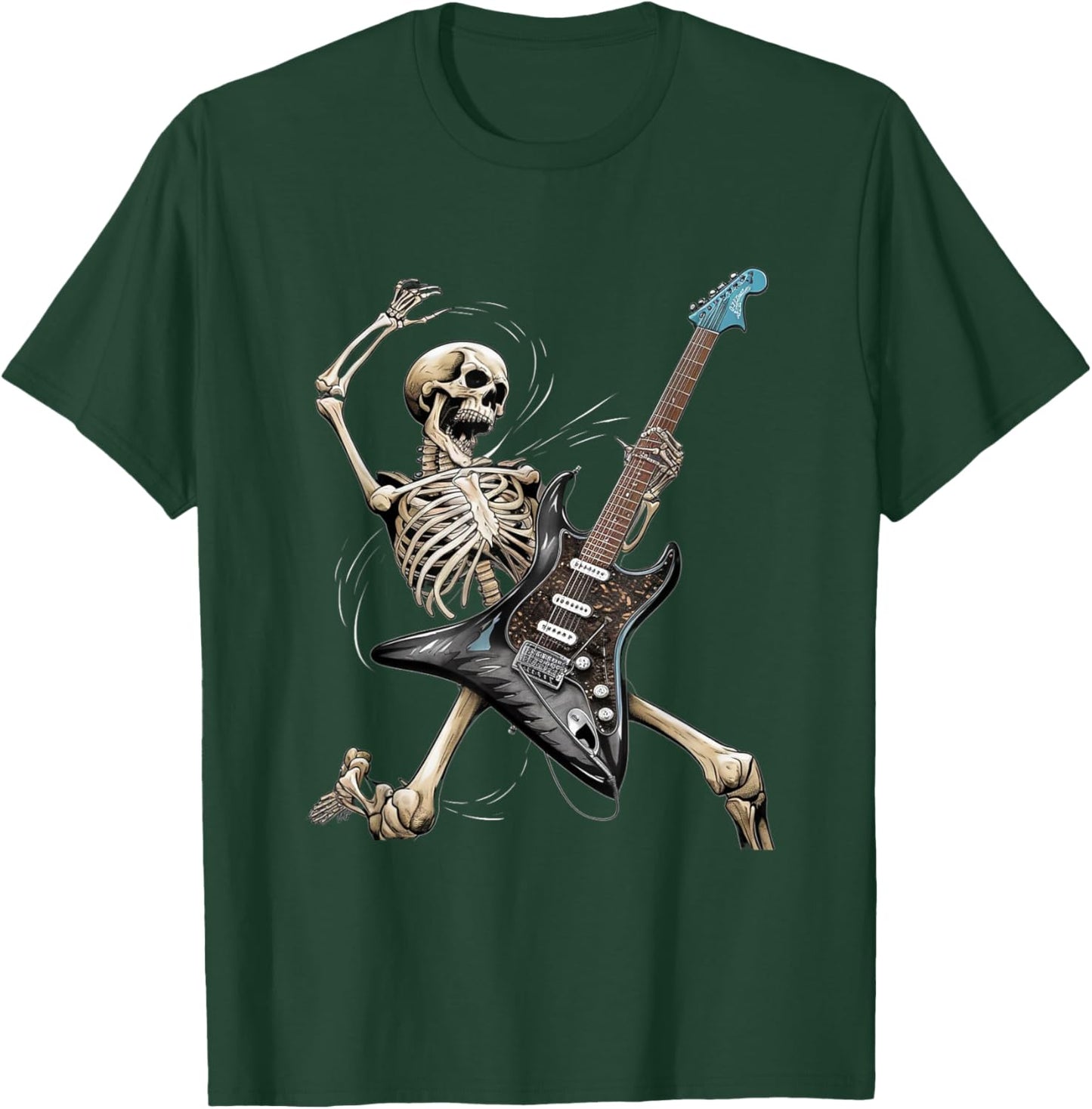 Rock Skeleton Halloween Funny Music Guitar Men Women Kids T-Shirt - T-Shirt | Forest
