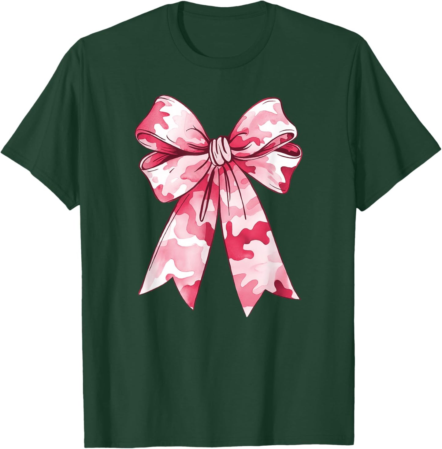 Pink Camouflage Coquette Bow Camo Cute Woman Girl T-Shirt - T-Shirt | Forest