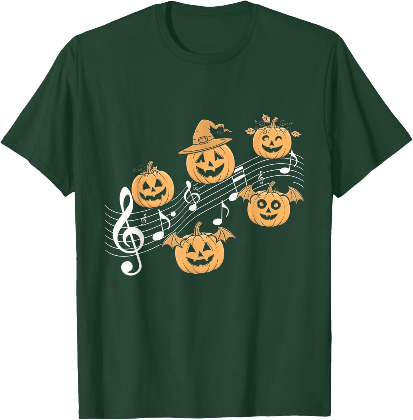 Music Note Pumpkin Fall Music Teacher Halloween Costume T-Shirt - T-Shirt | Forest