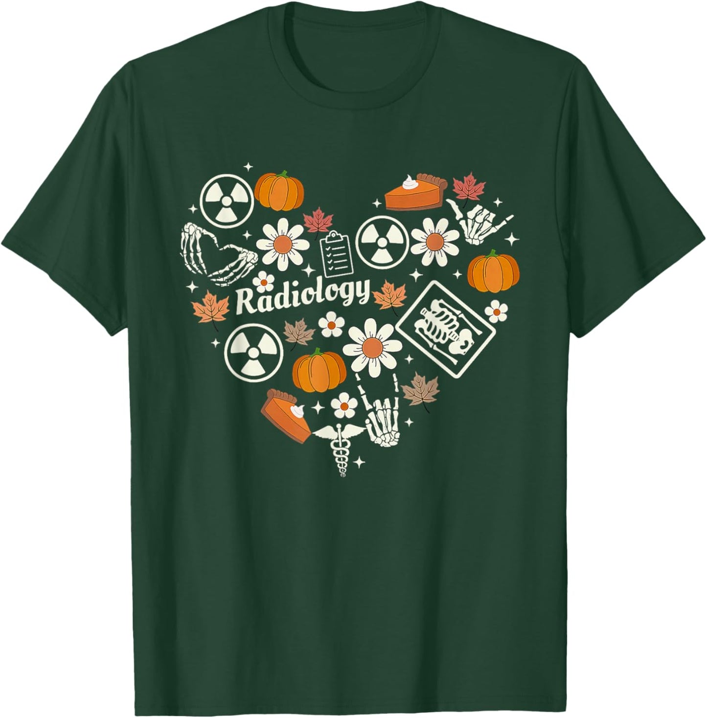Radiology Fall Heart Xray Tech Autumn Pumpkin Thanksgiving T-Shirt - T-Shirt | Forest