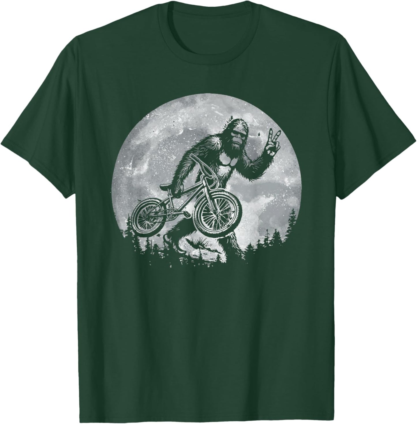 Bigfoot Riding Bicycle Vintage Mountain Biking Bigfoot Biker T-Shirt - T-Shirt | Forest