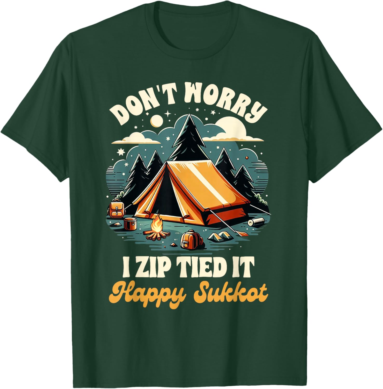 Sukkot Jewish Feast Of Tabernacles I Zip Tied Happy Sukkot T-Shirt - T-Shirt | Forest