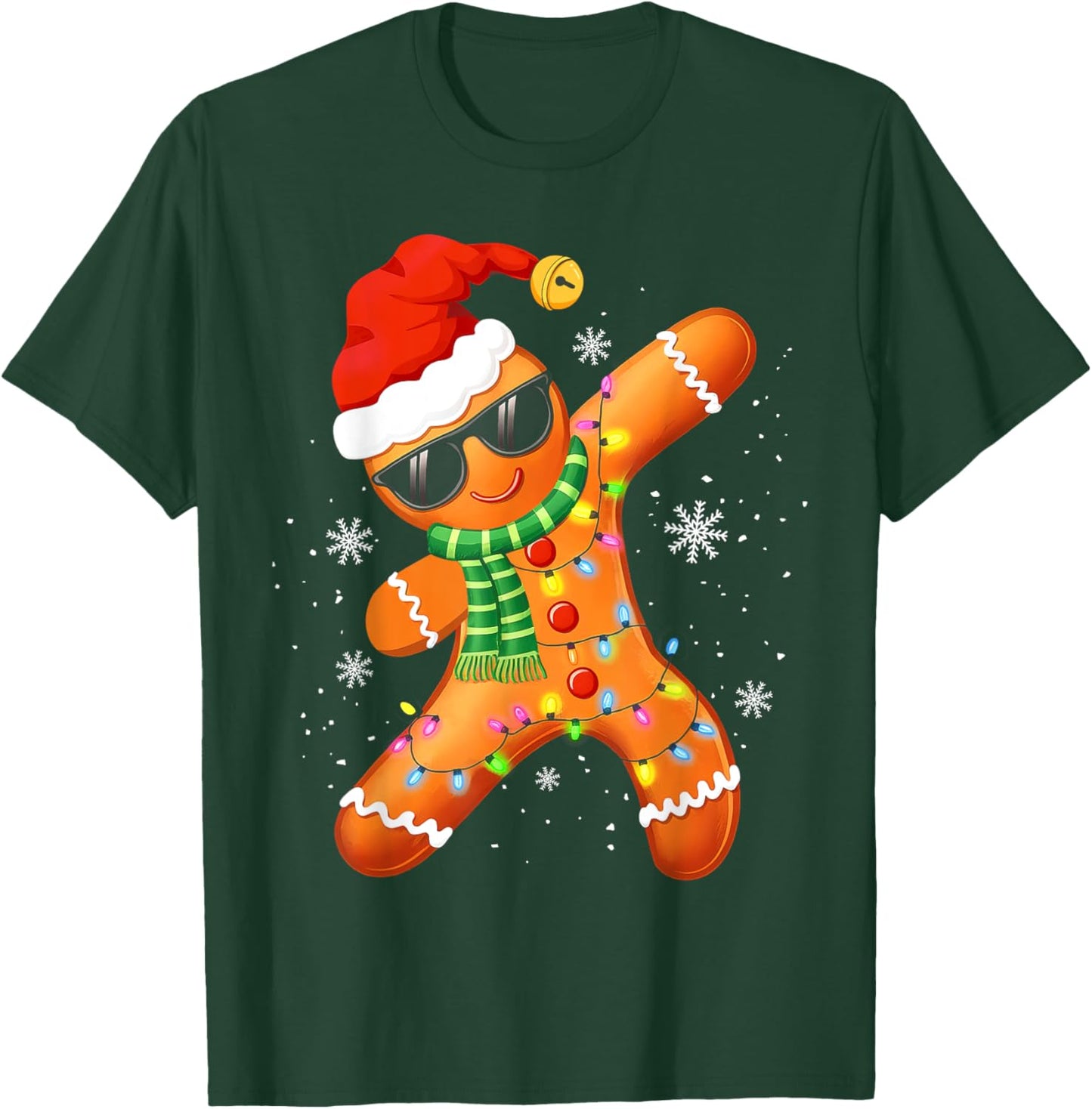 Christmas Shirts Kids Boys Toddler Gingerbread Xmas Lights T-Shirt - T-Shirt | Forest