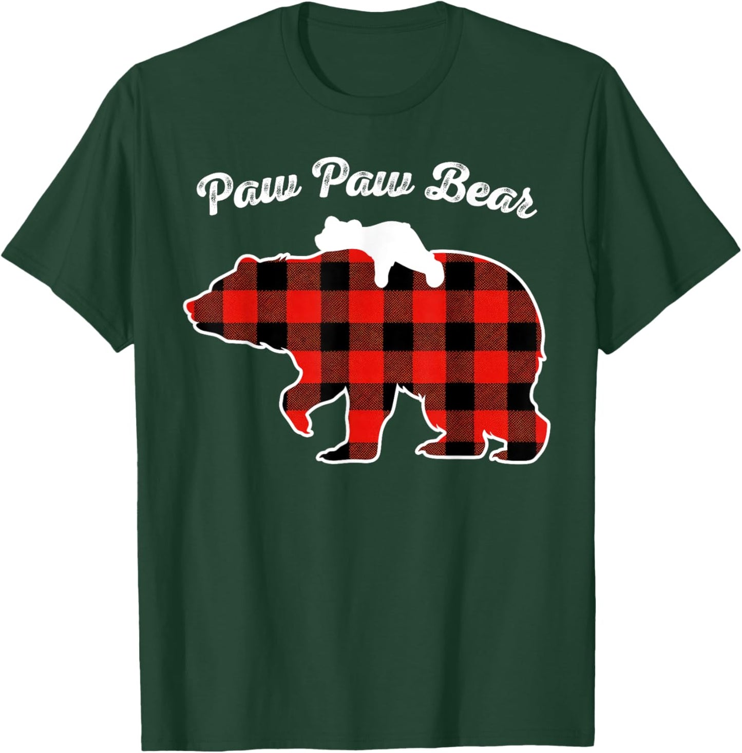 Paw Paw Bear Flannel Red Plaid Pajama Family Matching XMAS T-Shirt - T-Shirt | Forest