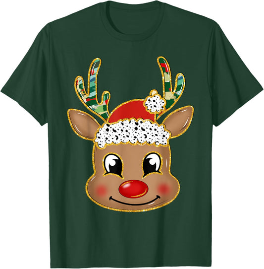 Reindeer Christmas Boys Christmas Coquette Bow Xmas Pajamas T-Shirt - T-Shirt | Forest