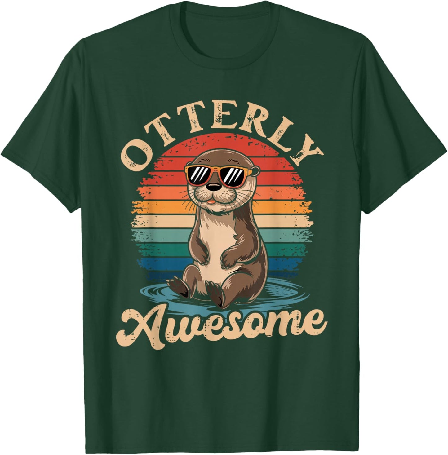 Otterly Awesome Funny Otter Sea Animal Retro T-Shirt - T-Shirt | Forest