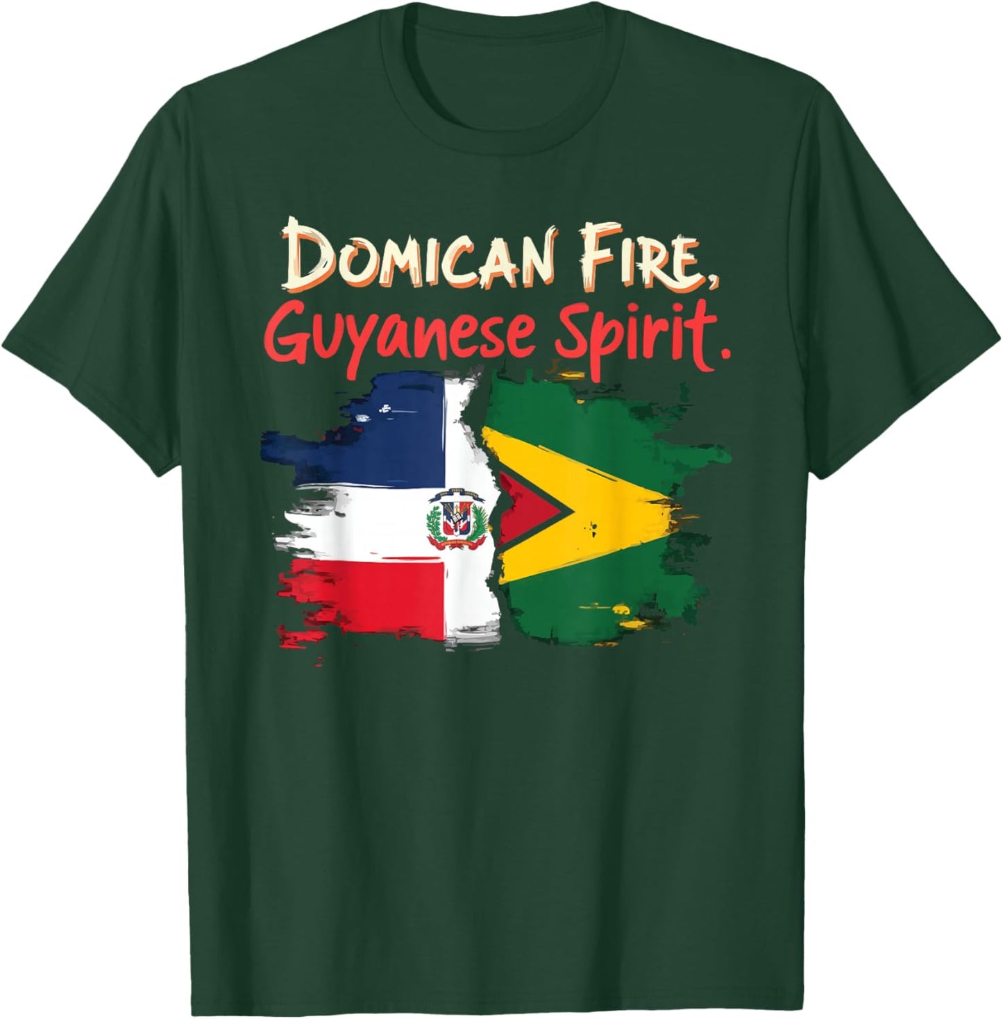 Half Dominican Half Guyanese Dominican Republic Flag Guyana T-Shirt - T-Shirt | Forest