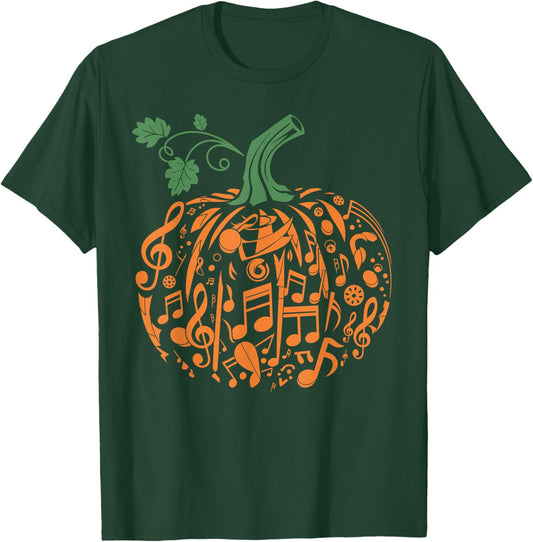 Music Notes Pumpkin Fall Music Teacher Autumn Halloween T-Shirt - T-Shirt | Forest
