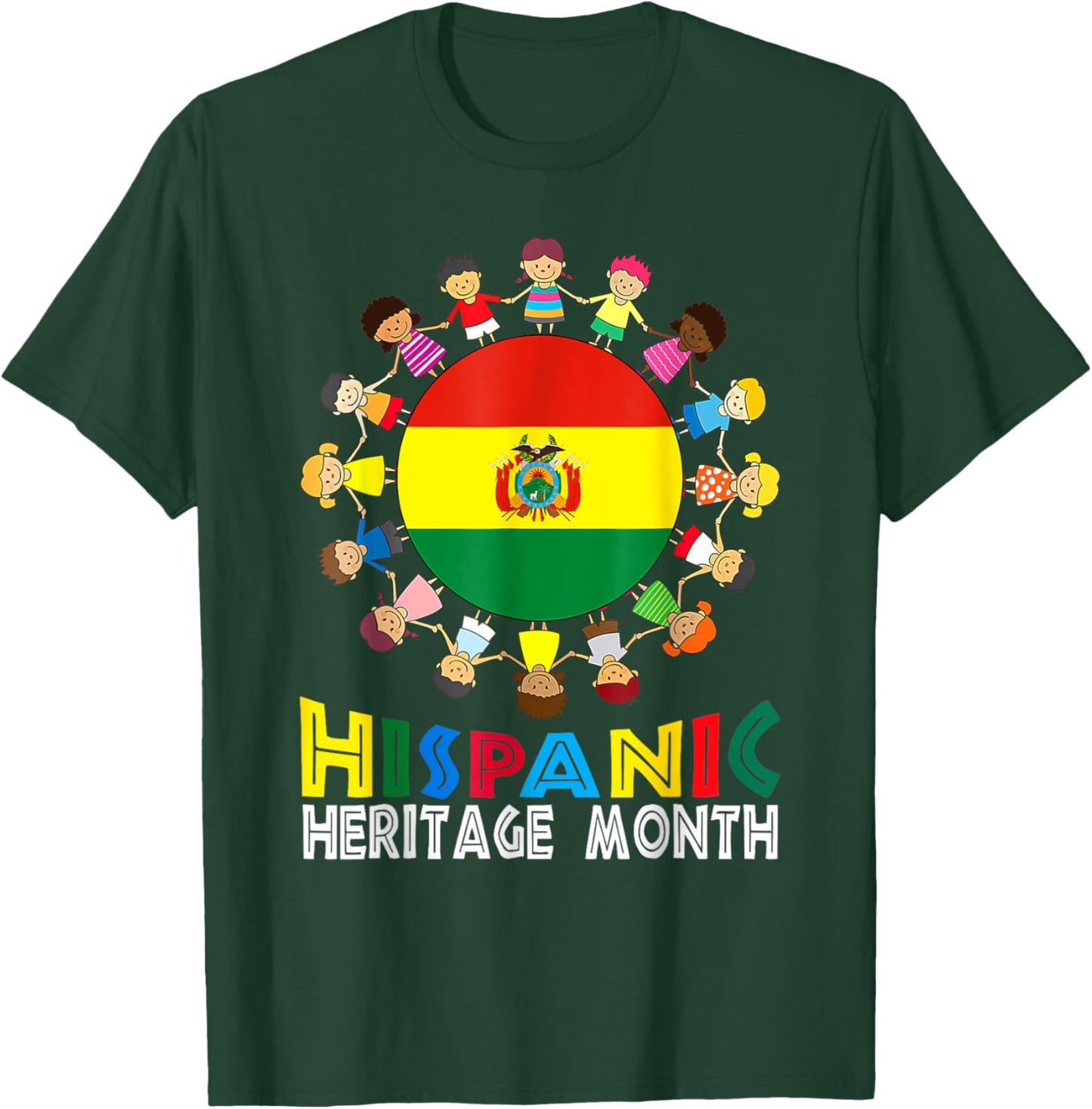 Bolivian Flag Hispanic Heritage Bolivia Boy Girl Kids T-Shirt - T-Shirt | Forest