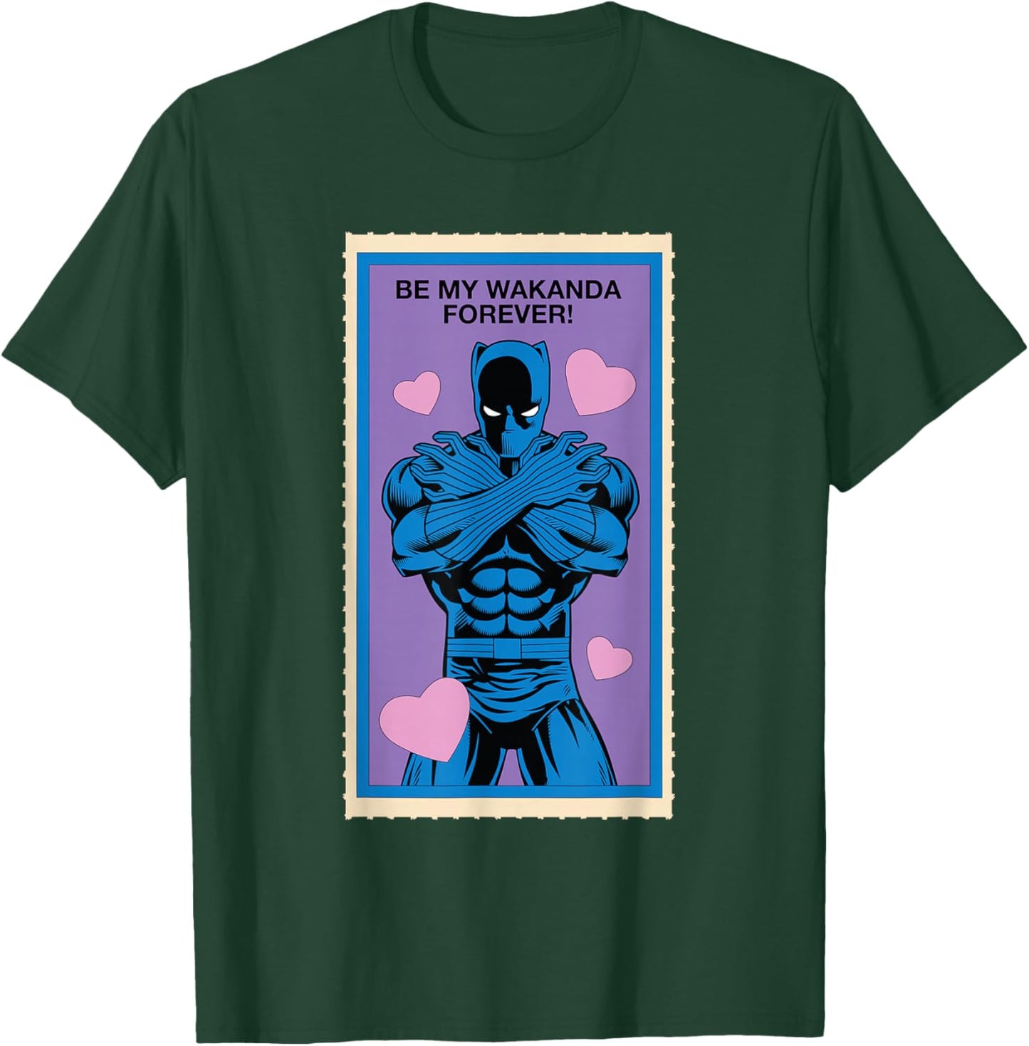 Marvel Retro '80s Valentine's Day Card Black Panther T-Shirt - T-Shirt | Forest