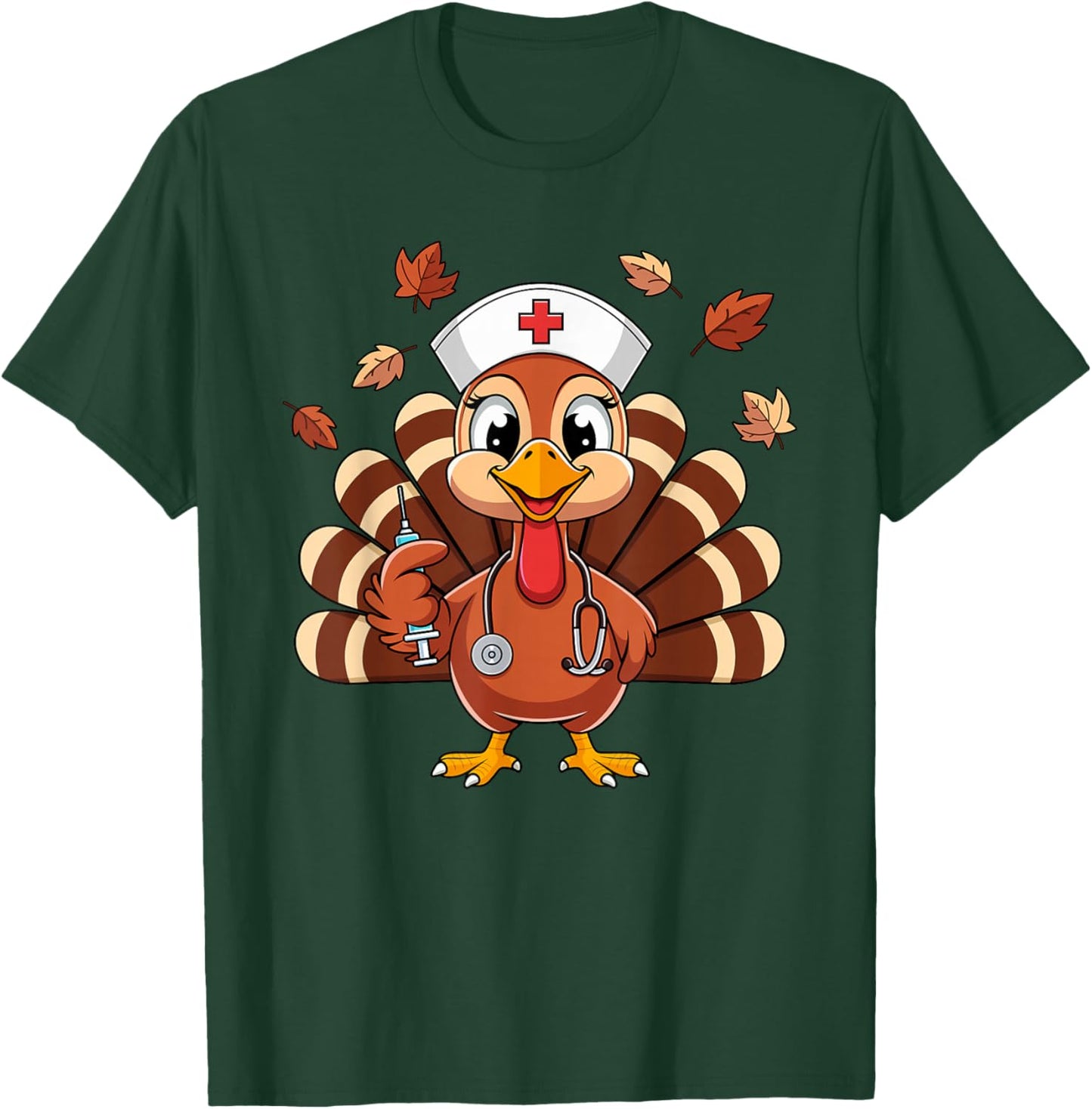 Thanksgiving Nurse Turkey RN ICU ER NICU Nurse Crew Women T-Shirt - T-Shirt | Forest
