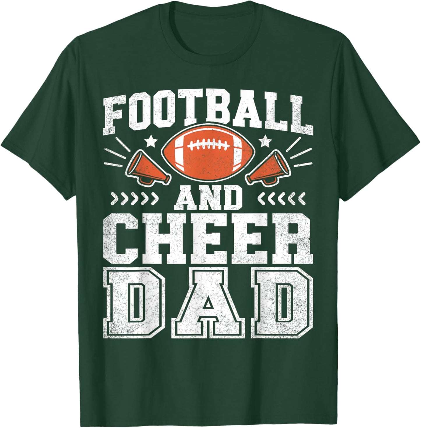 Football And Cheer Dad Daddy Cheerleader Player Fathers Day T-Shirt - T-Shirt | Forest