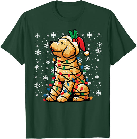 Christmas Dog Goldendoodle Santa Cute Xmas Men Women Kids T-Shirt - T-Shirt | Forest