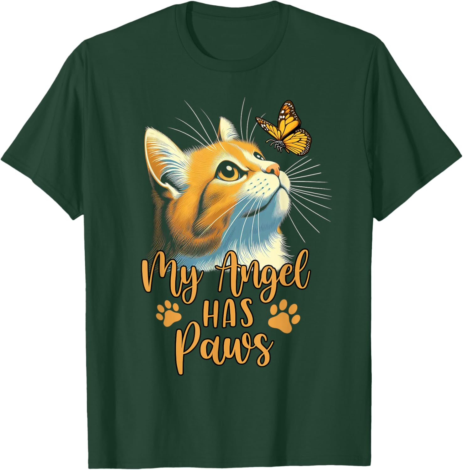 Cat Memorial Remembrance My Angel Has Paws Cat Mom T-Shirt - T-Shirt | Forest