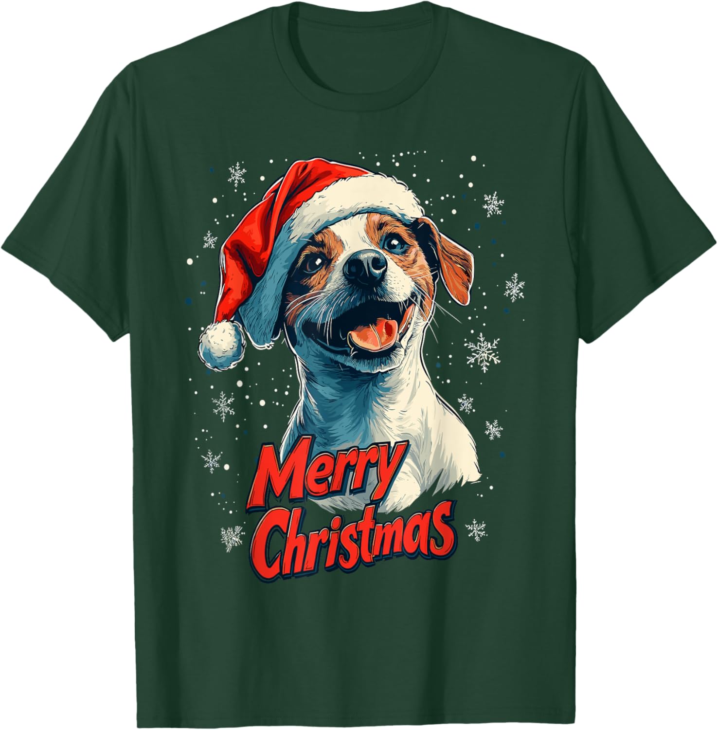Jack Russell Santa Hat Merry Christmas Xmas Dog Lover Pajama T-Shirt - T-Shirt | Forest