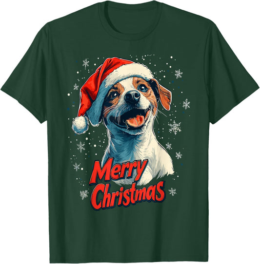 Jack Russell Santa Hat Merry Christmas Xmas Dog Lover Pajama T-Shirt - T-Shirt | Forest