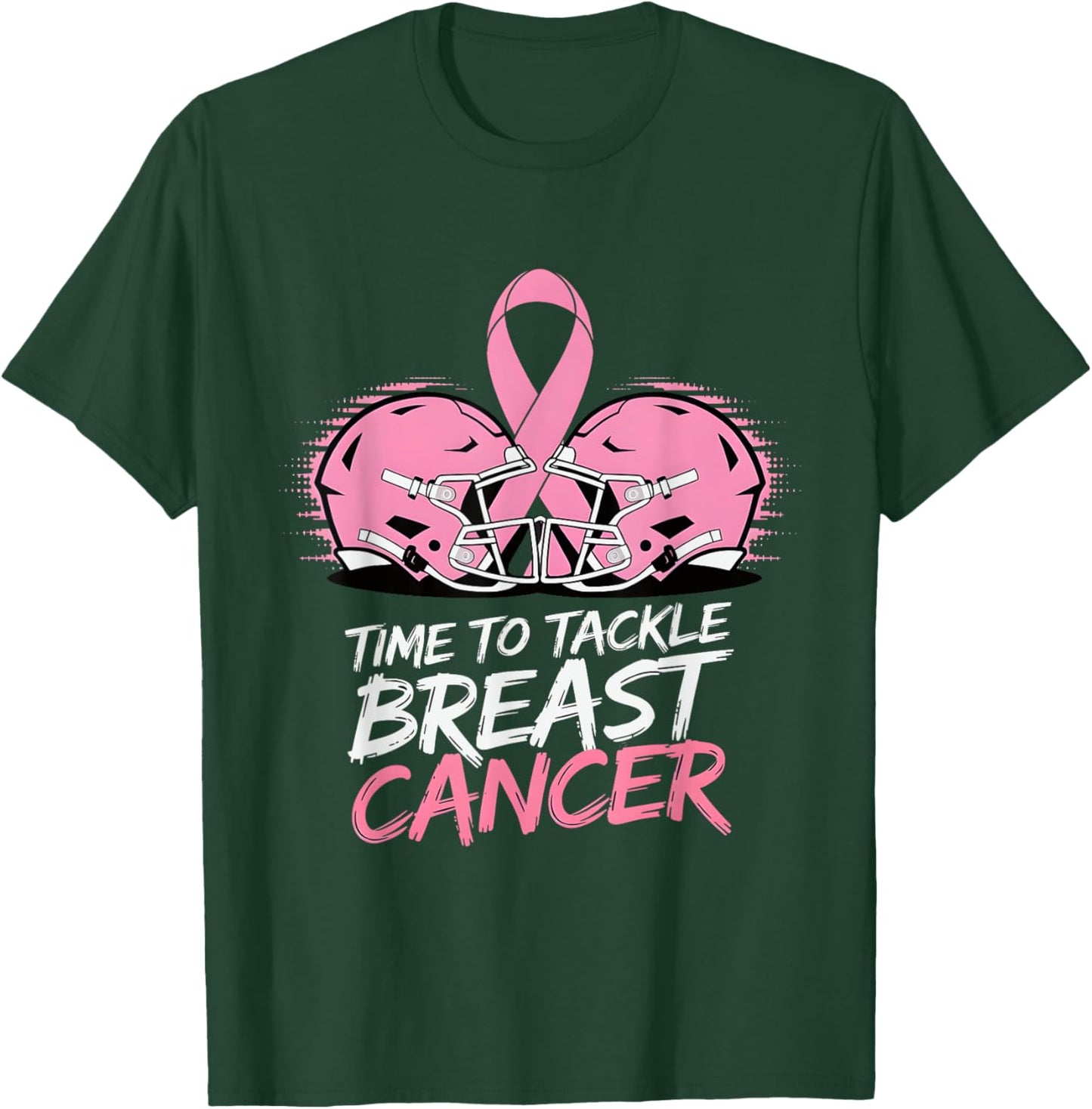 Tackle Football Breast Cancer Awareness Pink Ribbon Boys Kid T-Shirt - T-Shirt | Forest