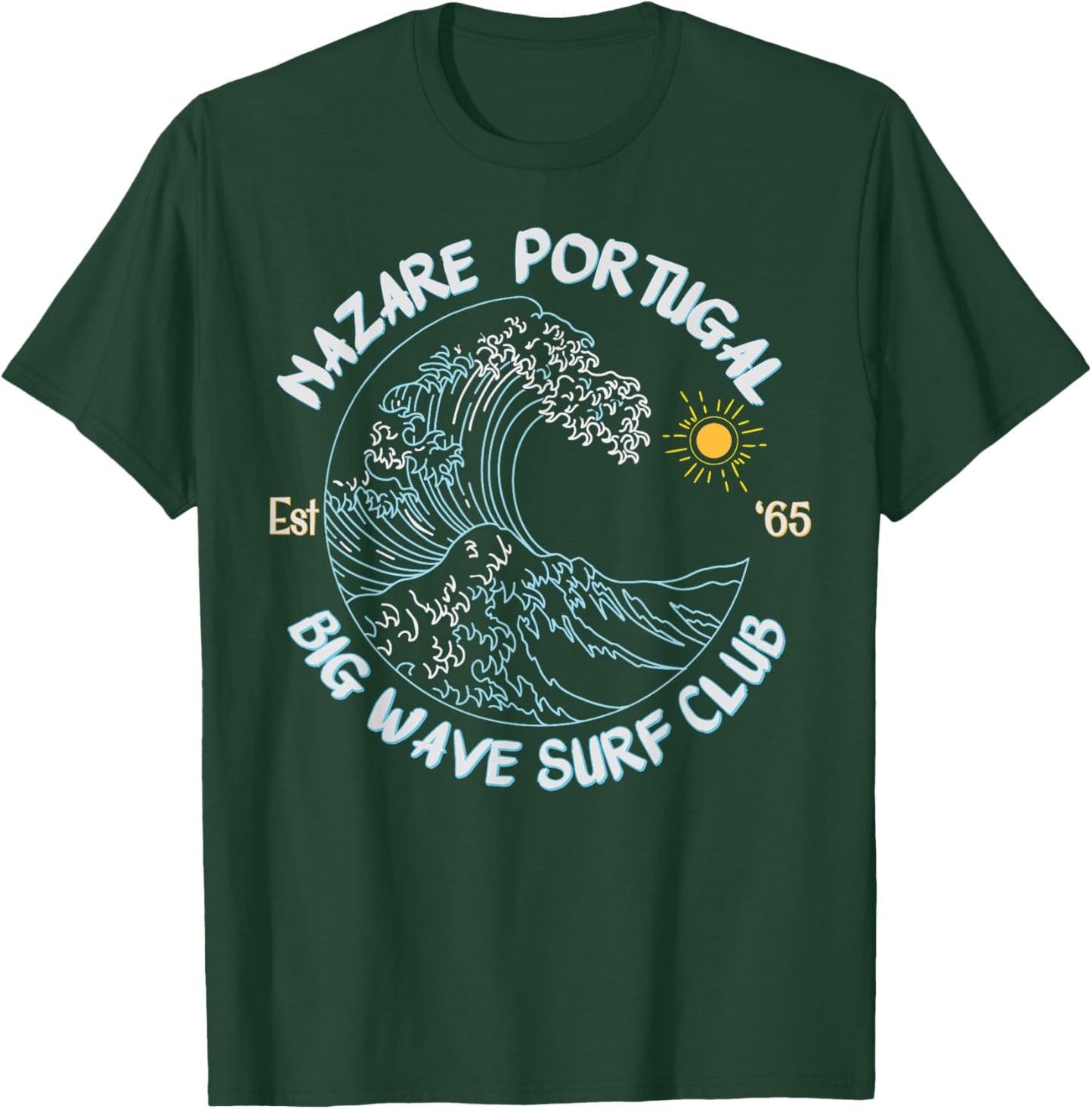 Nazare Portugal Big Wave Surf Club, surfing graphic T-Shirt - T-Shirt | Forest
